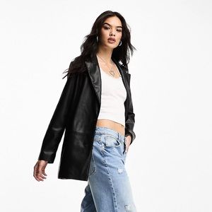 long faux leather blazer